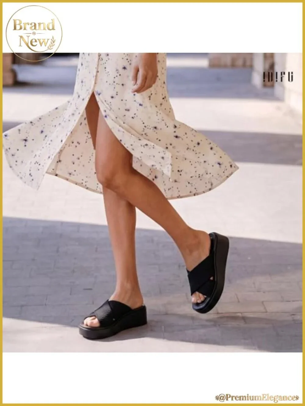 IDIFU IN2 Platform Wedge Sandals Crisscross Knit Open Toe Slides Comfortable